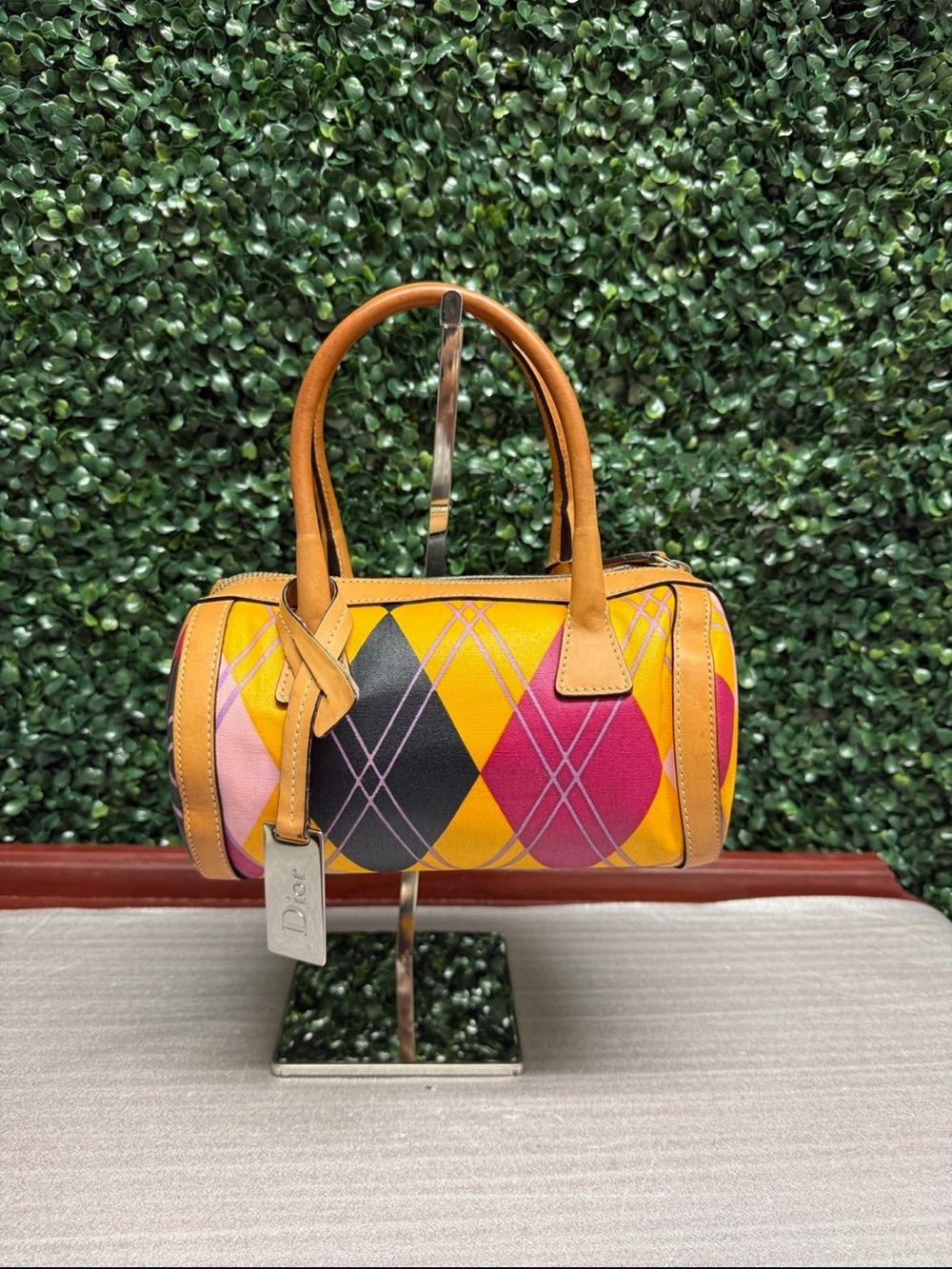 Dior Multicolor Coated Canvas and Harlequin Leather Argyle Mini Boston Bag